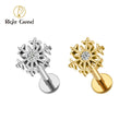 Right Grand ASTM F136 Titanium 16G Snowflake Flower Conch Helix Tragus Cartilage Stud Earring Monroe Labret Lip Piercing