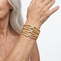 Wide Cuff Bangle Rhinestone Statement Bracelet Hollow Out Zinc Alloy Bangle Punk Hip Hop Jewelry Chunky Gold Bangle for Women