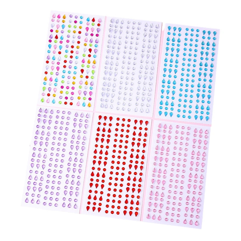 Acrylic Temporary Tattoo Bracelet Water Drop Tears Design Music Festival Accessories Makeup Henna Rhinestone Face Jewels for
