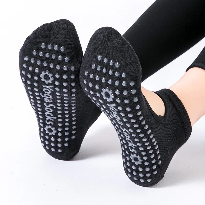 Open Top High Elastic Breathable Sports Socks-Custom Cotton Yoga & Pilates Fitness Socks With Non-Slip Feature & Logo Ankle High