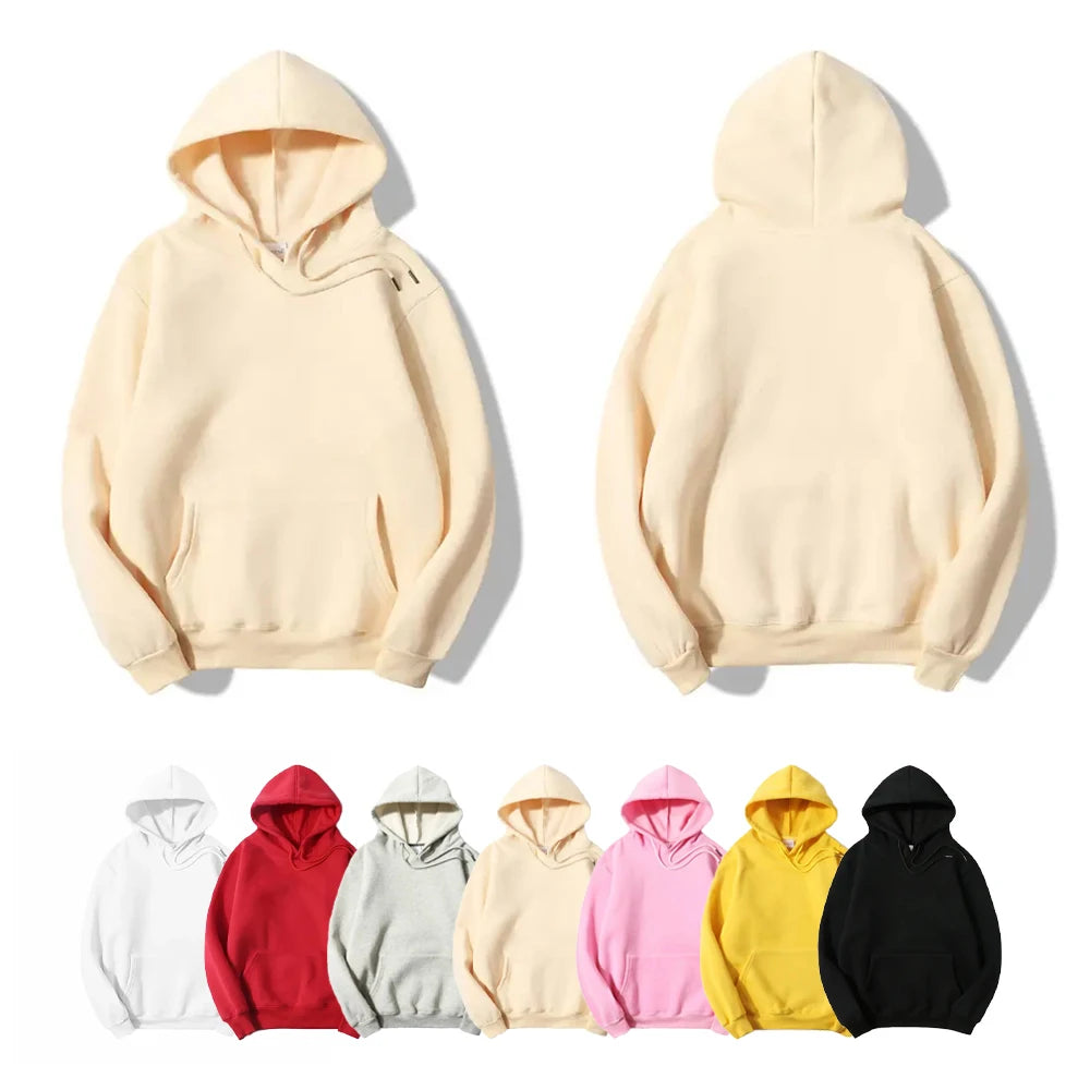 Wholesale Unisex 100% Cotton Blank Hoodies Custom Logo Print Fleece Fashion Casual Sweatshirt Pullover Hoodies