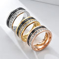 2025 New China Wholesale Hip Hop Fashion Jewelry for Men Crystal Rhinestone Beaded 8mm Black Roman Numeral Stainless Steel Ring