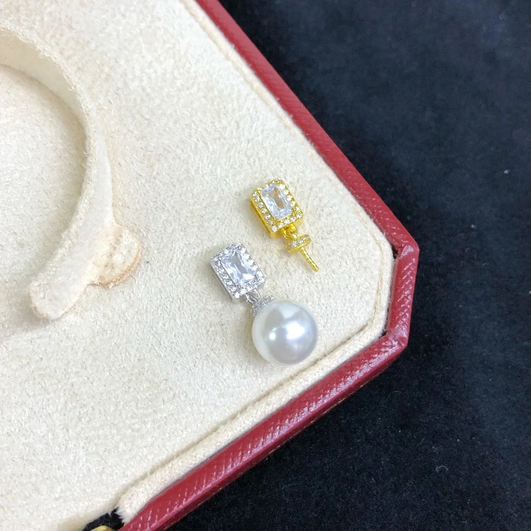 P1494 9-10mm DIY Natural  Freshwater Pearl Charm Pendant Necklace Accessory 925 Sterling Silver Jewelry for Women Without Chain