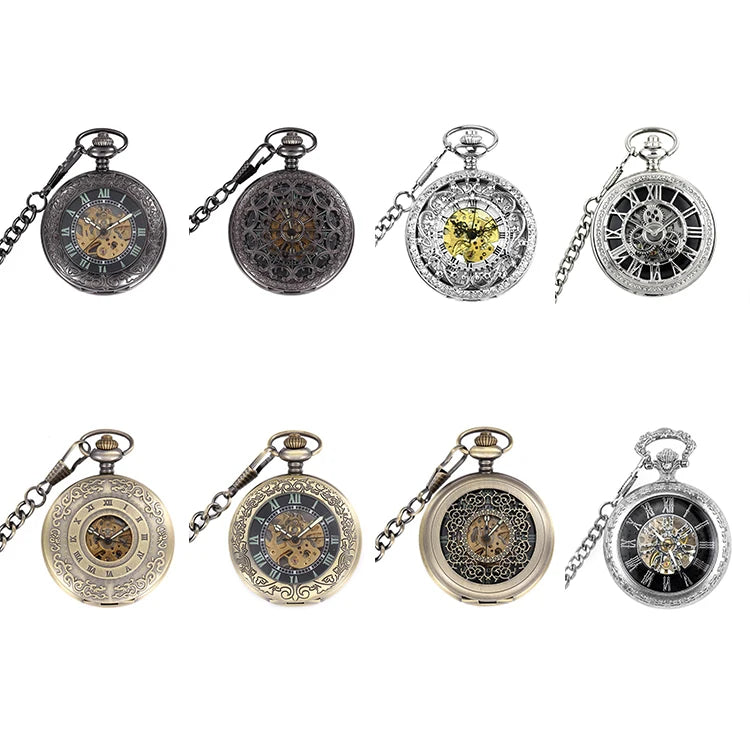 Transparent Cheap Modern Stainless Steel Dial Pocket Watch Chains for Mechanical Men's Pocket Watch by BOSHIYA