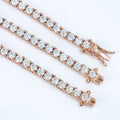 Elegant Jewelry 925 Silver Rose Gold Plated 3-6mm Round Shape DEF Mossanite Diamond Tennis Bracelet Fashion Jewelry for Wedding.