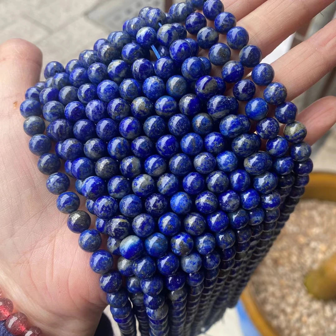 4mm 6mm 8mm10mm 12mm Blue Stone Beads Lapis Lazuli Loose Round Bead Strand for Designer Bracelet Jewelry Making