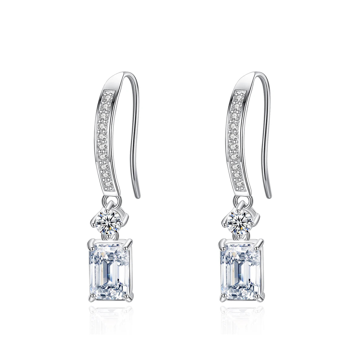 CZCITY New Designs European Fashion Women Rhodium Gold Plated Sterling Silver Earrings CZ Crystal Drop Earrings