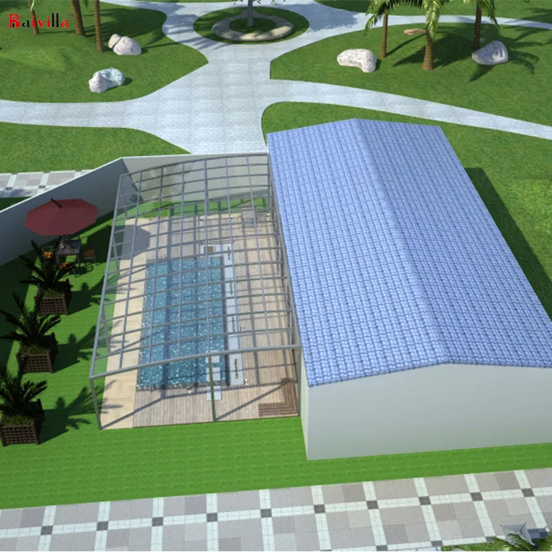 Outdoor Garden Terrace Anti-Rust Aluminum Alloy Frame Canopy Prefabricated Polycarbonate Arc Roofing Cover for Swimming Manual