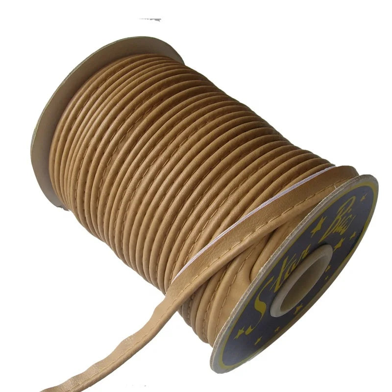 Solid Colored PU Fabric Piping Cord 10mm Wide 100% Polyester High Tenacity Binding Tape for Clothing Bags and Home Textile