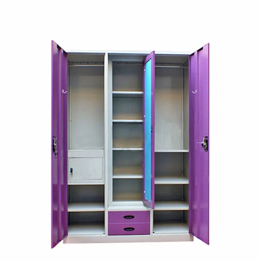 Cheap Modern 2 Door Steel Wardrobe for School Area Use Bedroom Furniture
