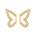 Gemnel Perfectly Sized for a Substantial Daytime 14k Gold and Diamond Pave Silver butterfly Wing Stud Earrings