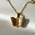 New Arrival Stainless Steel CZ Zircon Butterfly Link Chain Charm Necklace for Anniversary-Unisex