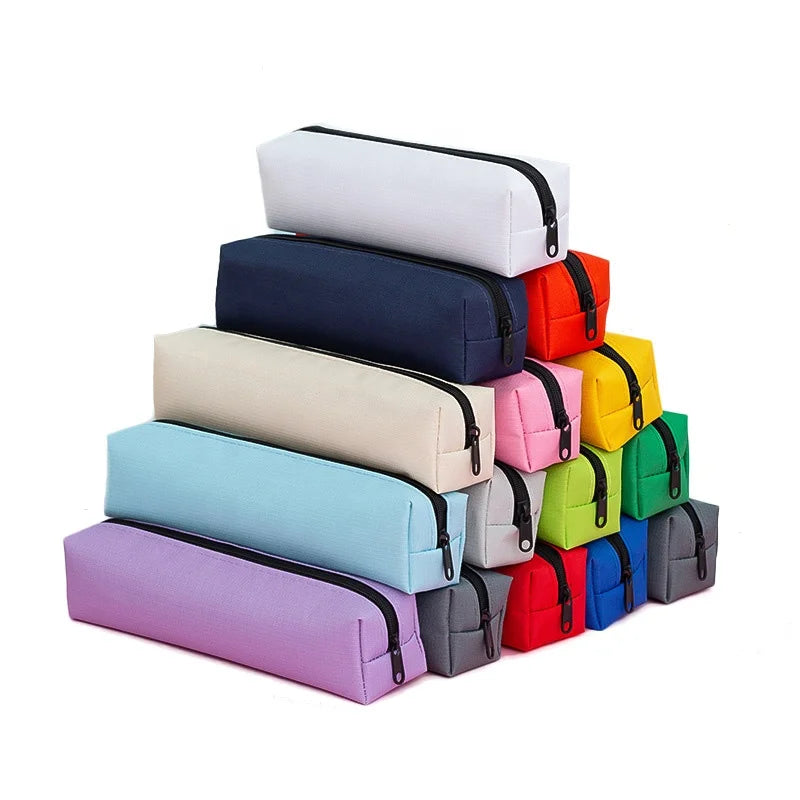Wholesale Cute Colorful Canvas Pencil Case Blank Custom Logo Pencil Pouch Bags