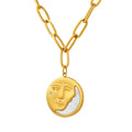 New Welwish High Quality Stainless Steel Smile Face Shell Link Chain Necklace for Women