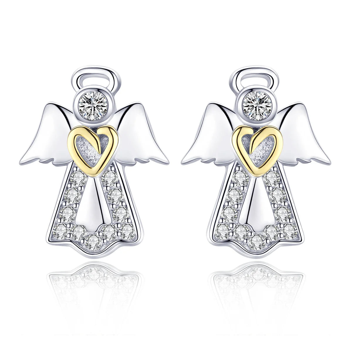 New Fashion Luxury Jewelry White Gold Earrings Sterling Silver Earrings Angel Ear Ring Studs