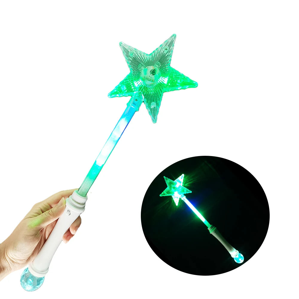 16'' LED Star Wand Neon Light up Wands with Disco Ball Battery Powered for Christmas Easter Graduation Ramadan Parties Festivals