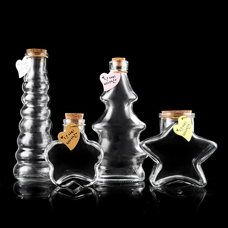 Small Medium Large Paris Eiffel Tower Wishing Liquor Glass Bottle 45ml 200ml 380ml Transparent Wooden Lid Cork Sealing Decal