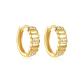 Wholesale Zircon Women 925 Sterling Silver Earrings Geometric Surface 18k Gold Plated Hoop Earrings Jewelry for Women
