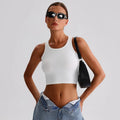 Women's Sleeveless High Neck Crop Tops Cute Racerback Summer Workout Clothes Cropped Tank Tops Seamless Feature for Teen Girls