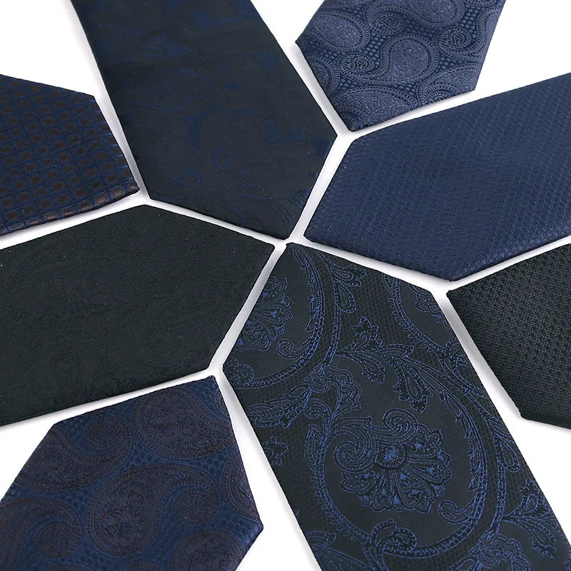 Dark Blue Black Ties for Mens Luxury Shirt Collar Necktie Paisley Floral Slim Tie Business Suit Accessories Man Wedding Cravate