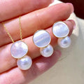 JW040 9-10mm  DIY Natural Real Freshwater Pearl Set Charm  Accessories 925 Sterling Silver  Gold Plated Jewelry Set for Women