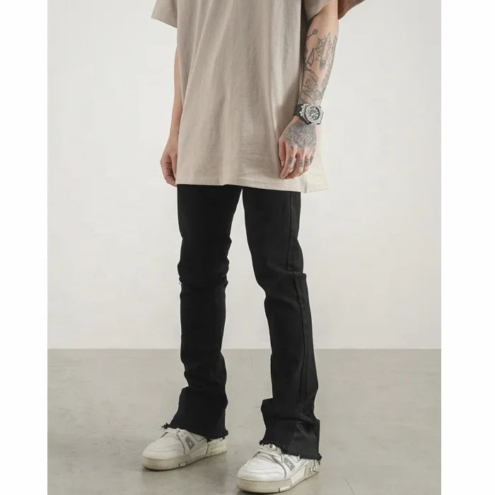 Custom Label Trousers for Men Drop Ship Boys Men Street Wear Stock Flared Jeans Pants