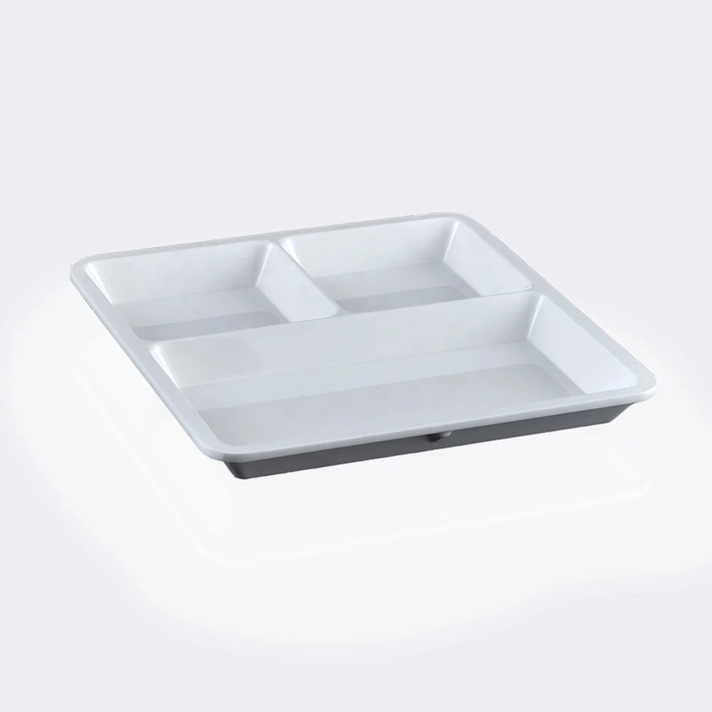 Restaurant School Canteen Dinnerware Fast Food Serving 10 Inch 3 Compartment Melamine Customized Luxury Eco-Friendly BPA Free
