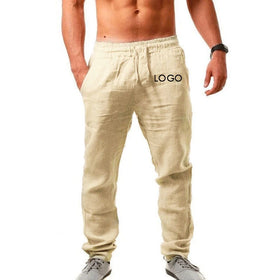 Gym Pants Custom Logo Linen Cotton Men Outdoor Casual Workout Training Wear GYM Clothing Fitness Pants