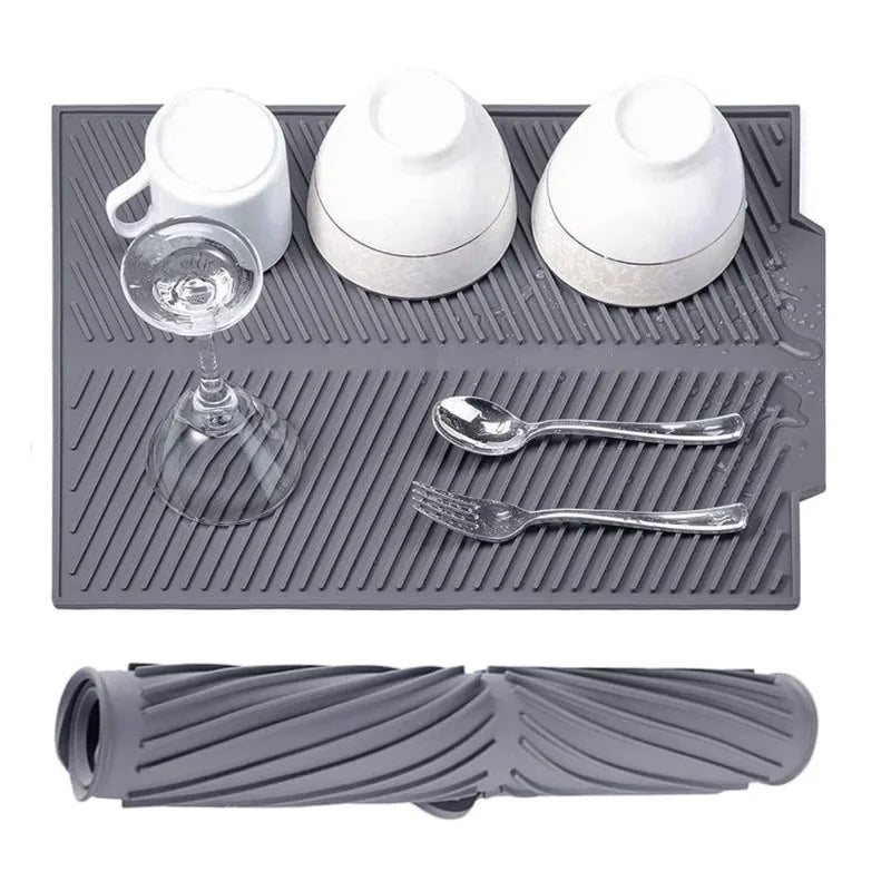 New Arrival Multi-Purpose Silicone Drainage Mat Heat-resistant Dish Drying Mat Silicone Dish Drying Mat for Kitchen Countertops