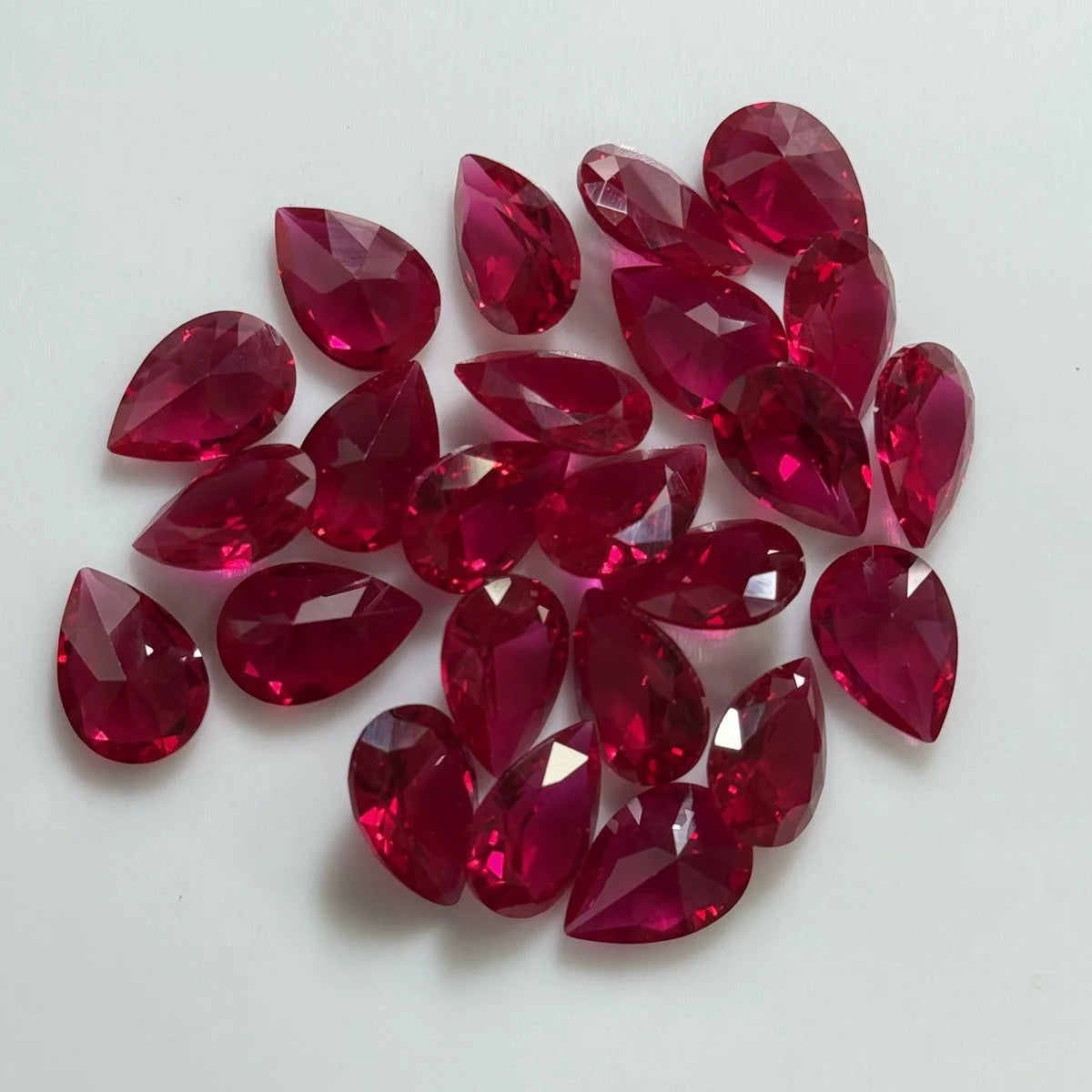 Synthetic Red 5# Ruby Pear and Oval Cut 4x6mm to 13x18mm Loose Corundum Gemstones for Jewelry