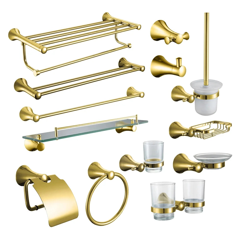Luxury Gold Plated Bath Hardware Set Hotel Bathroom Accessories Set