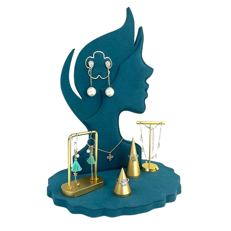 Multipurpose statue earrings ring bracelet necklace jewelry display rack unique metal jewelry window display props