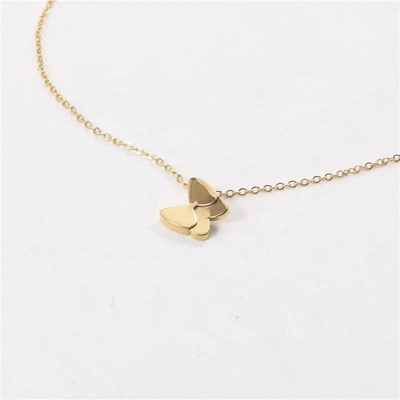 Korea Designs Stainless Steel 3D Butterfly Pendant Necklace for Girls