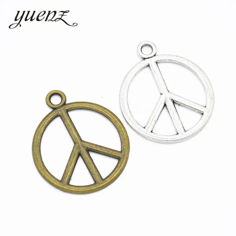 Peace Charms Tibetan Silver Bronze Pendants Antique Charm Jewelry Making DIY Handmade Craft 35*29mm J393