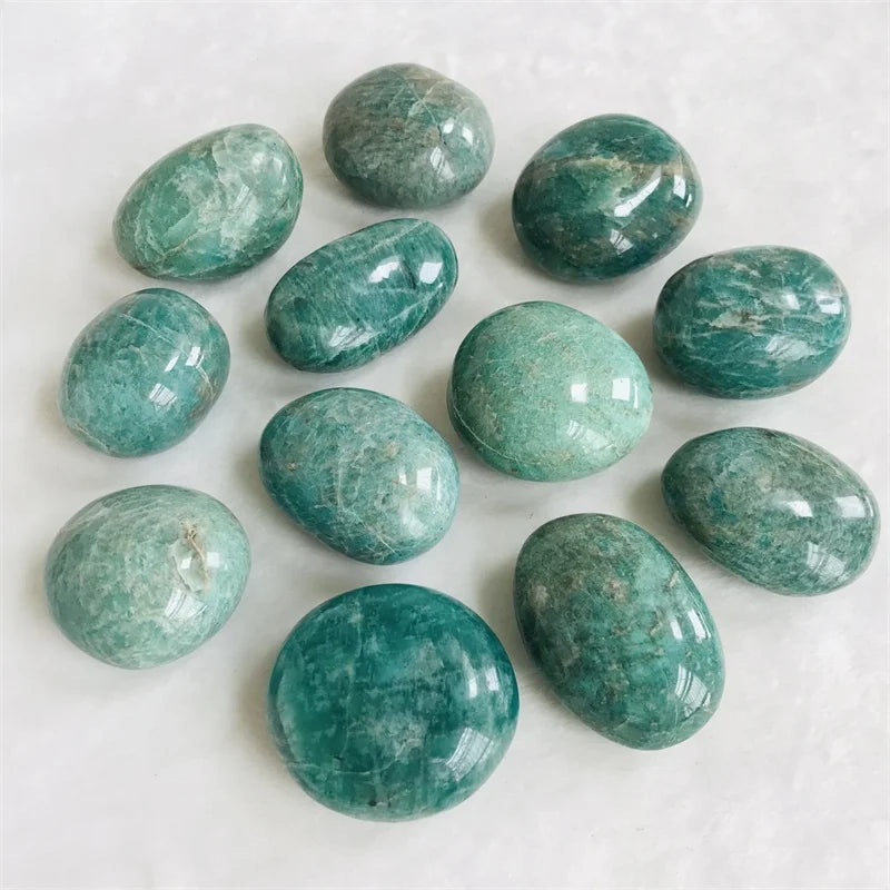 Wholesale natural polished amazonite gemstones crystal palm stones tumbled stones for healing decoration