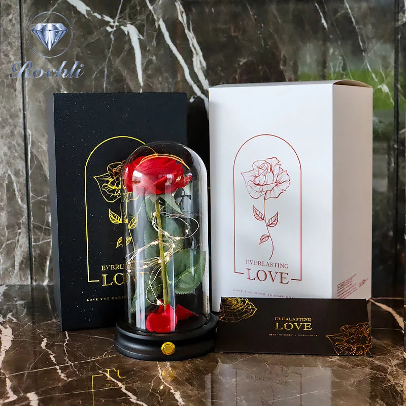 High-End Gift Box Ornaments Rose Box Christmas Teacher's Day Eternal Flower Soap Light Glow Touch Rose Artificial Christmas Rose
