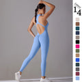 Solid-color Eco-Friendly Four-Way Stretch Lightweight High-strength Tight-fitting Sheer Sports Backless Yoga Suit for Running