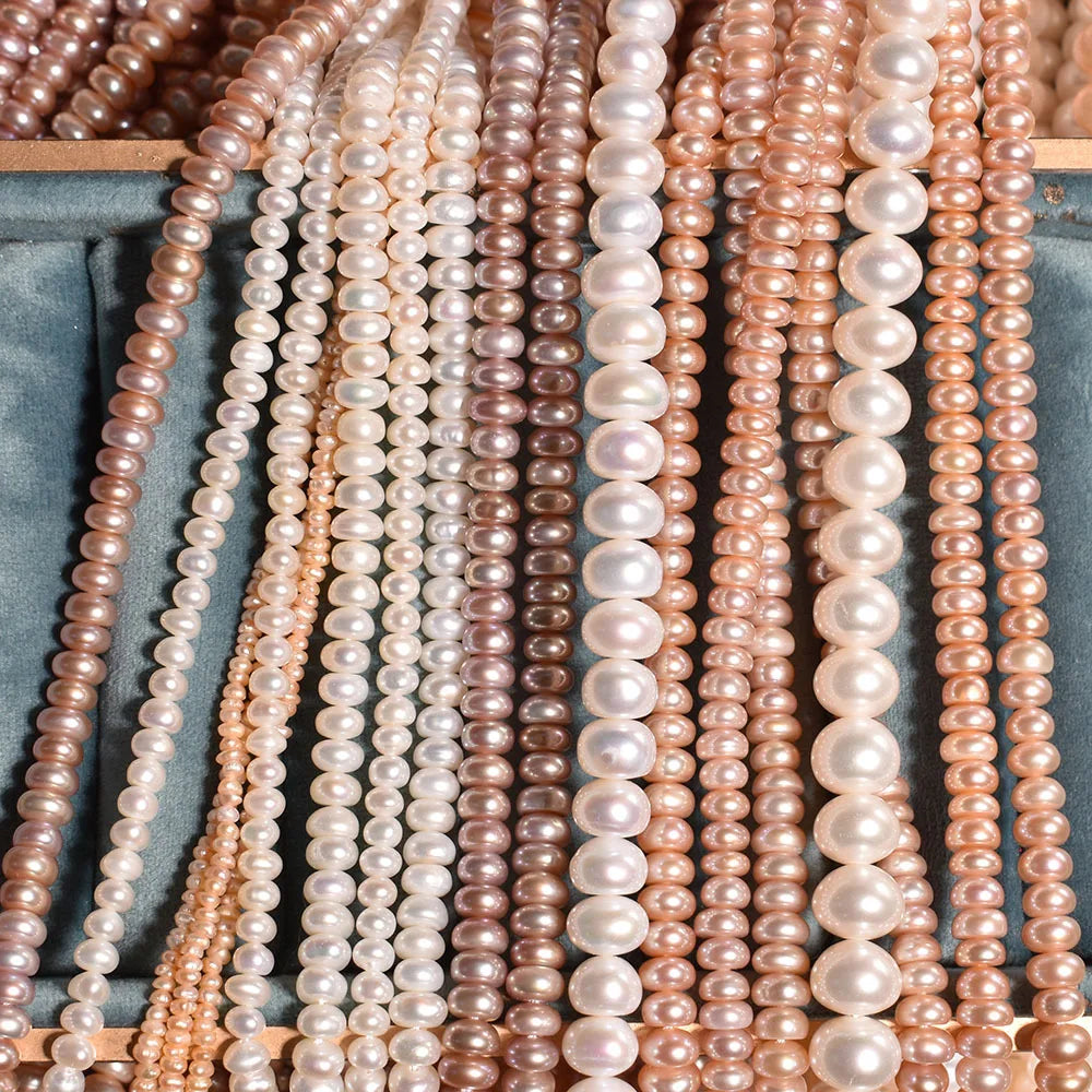 Wholesale 100% Natural Freshwater Pearl Strand Necklace 2-12mm Button Bread Mix Colors for Jewelry Use MegaBDM