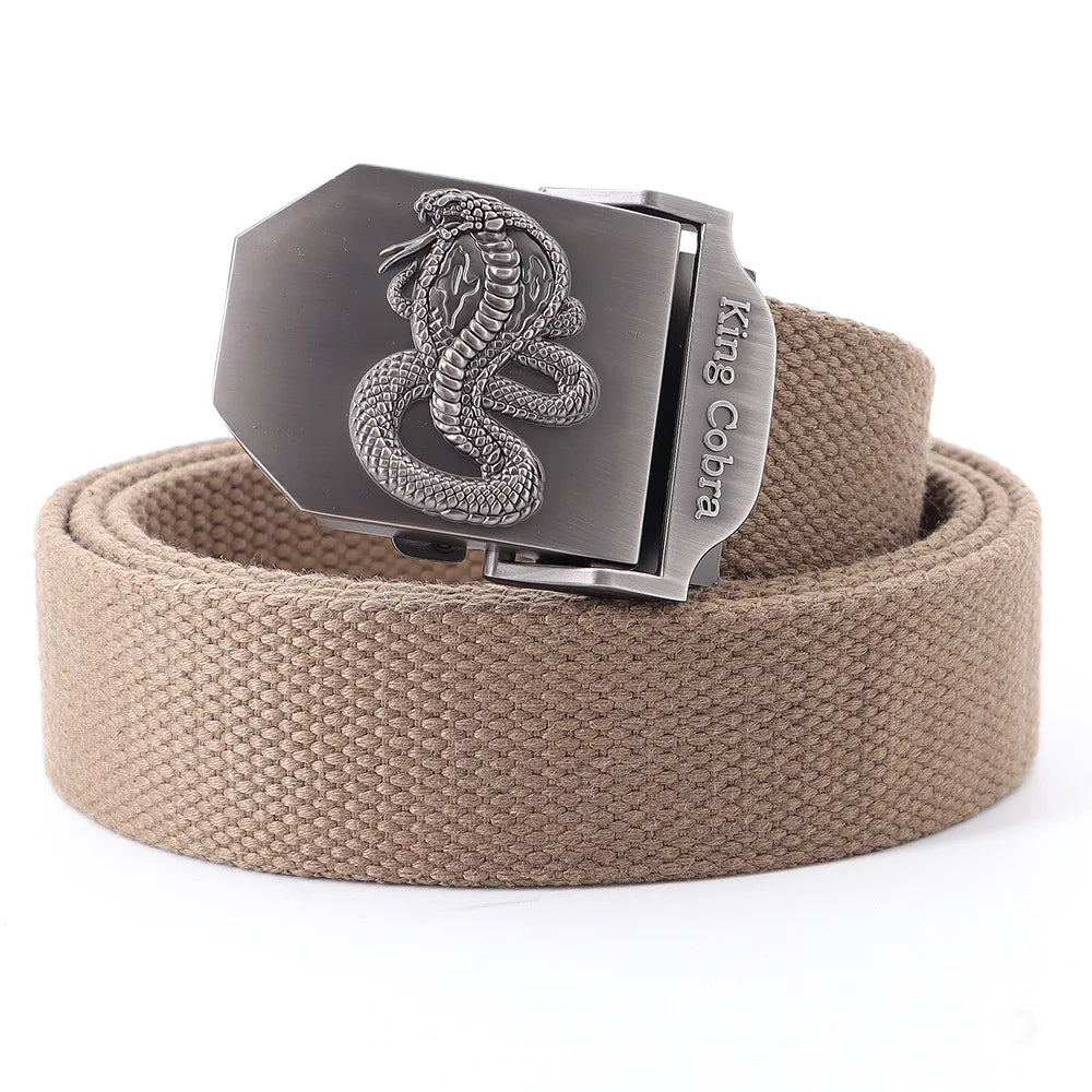 Men's Canvas Belt Fashionable Youth  Alloy Automatic Buckle Outdoor Korean Style Casual Pants Belt Canvas Belt