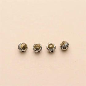 Tengyue Antique Silver Round Carve Lucky Chinese Character Plating Metal Spacer Beads