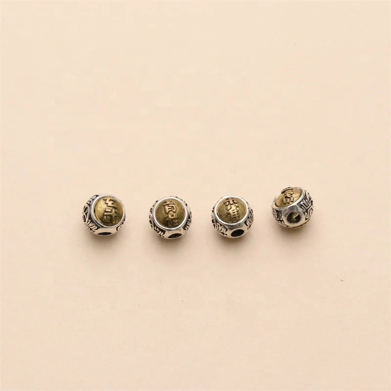 Tengyue Antique Silver Round Carve Lucky Chinese Character Plating Metal Spacer Beads