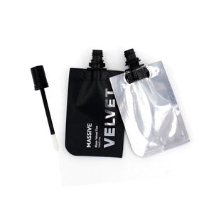 Free Sample Custom Printed Black Ziplock Foil Mylar Spout Pouch With Lipstick Brush