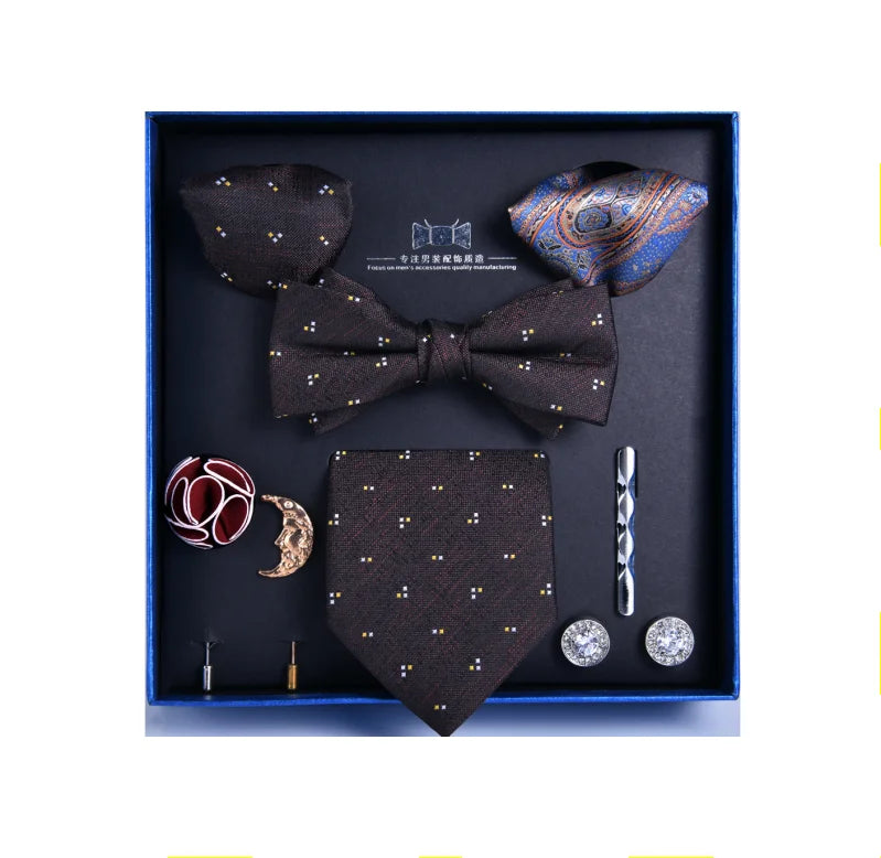Men's Formal Attire Professional Business Stripe Administrative Tie Gift Box Set Groom's Wedding Birthday Gift Set