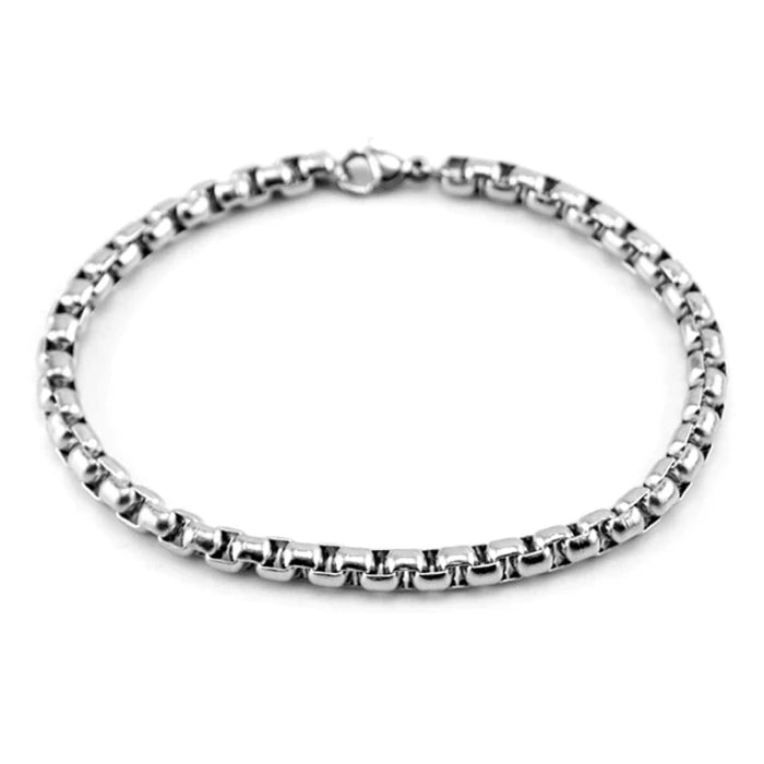 Top Quality 100% Stainless Steel Non Fade Rust Cheap Wholesale 3mm Thickness square Rolo Chain Bracelet for Men Women