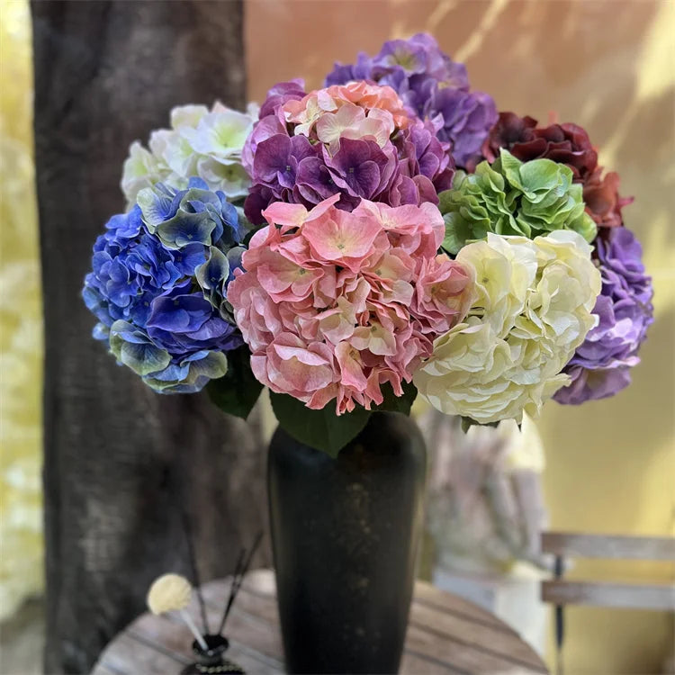 Wholesale Real Touch Latex Hydrangeas Flowers White Green Artificial Realistic Large Hortensia for Wedding Home Decorative
