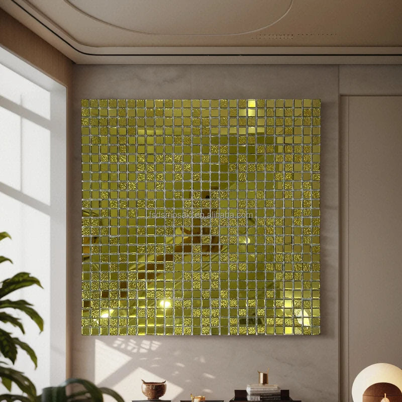 Adhesive Mini Gold Glass Marble Stone 3D Wall Sticker Interior Wall Decoration Bathroom Kitchen Backsplash Mosaic Tiles