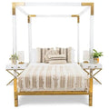 Modern OEM Full-Size Golden Luxury Stainless Steel Bed Frame Queen King Size Clear Acrylic Bed with Wood Panel Style