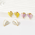 Delicate Pink White Oil Dripping Earrings Stainless Steel 14k Gold Jewelry Splicing Heart Enamel Stud Earrings for Women