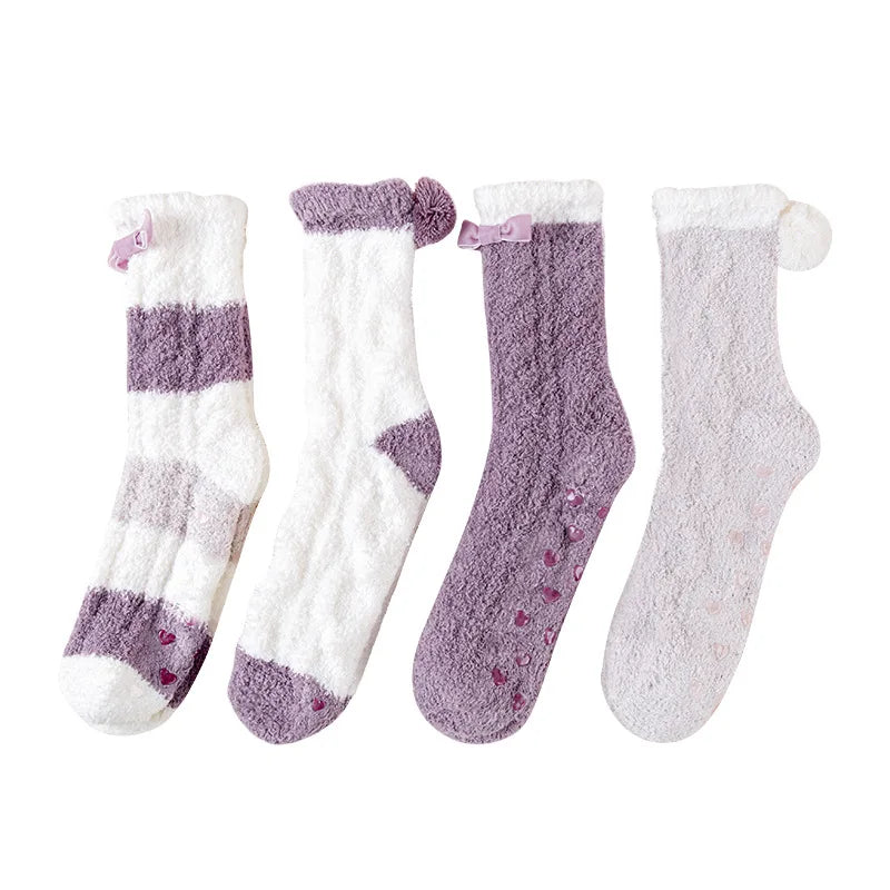 Eco-friendly Anti-slip Winter Warm Fuzzy Winter Women Fluffy Floor Socks Custom Slipper Socks