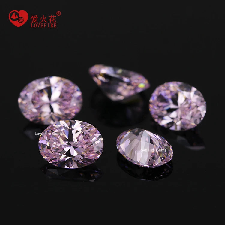 Ready Stock Wholesale Loose Synthetic Cz Stone Standark 5A Grade Imported Light pink Oval Cut Cubic Zirconia